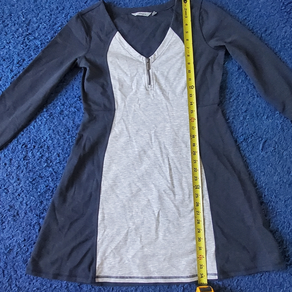 Athleta Two-Tone Quarter Zip A-Line Mini Dress Long Sleeve Gray & Black Size MP - Picture 6 of 9